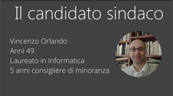Ora tocca a @VincOrlando, nella slide le sua generalità eheh #opendalmine http://t.co/YZMTH93Jjq